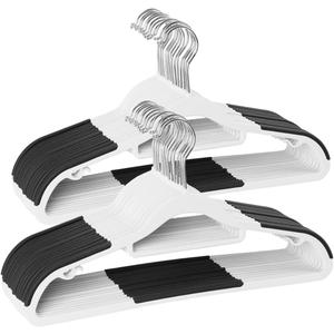 Finnhomy Bar Design Heavy Duty 50 Pack Plastic Hangers, Clothes Hangers with Non-Slip Pads, Great for Shirts, Pants, Scarves, Strong Enough for Coat, White