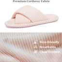 GOEWY House Slippers for Women Fuzzy Womens Slippers Indoor Outdoor Pink Open Toe With Cross Band Corduroy Memory Foam Warm Gifts for Woman Size 7-8.5