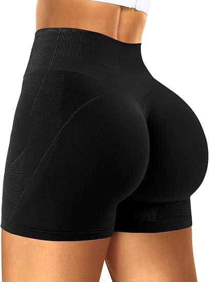 Seamless Gym Workout Shorts Women High Waist Tummy Control Scrunch Butt Lifting Biker Yoga Shorts for Women, XS