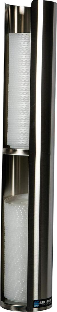 San Jamar Lid Dispenser Wall-Mounted, 12-24 Oz with Dual Lid Capacity for Restaurants, Dining Halls, and Fast Food, Stainless Steel, 23.5 Inches, Silver