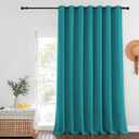 NICETOWN Extra Wide Blackout Peacock Teal Sliding Door Curtain - Thermal Curtains Room Divider Drape Light & Sound Blocking Blackout Window Treatment for Living Room & Bedroom (W100 x L108, 1 Panel)