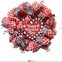 TEMPUS Valentine's Day Wreath 18 Inch Red Mesh Heart Wreath with Wood Sign and Ribbon for Indoor and Outdoor Decoration