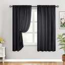 HOMEIDEAS Halloween Non-See-Through Black Privacy Sheer Curtains, 52 X 63 Inches Long 2 Panels Sheer Curtains Light Filtering Window Drapes for Bedroom Living Room