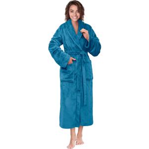 PAVILIA Womens Robe Fleece Plush Soft, Fluffy Fuzzy Cozy Warm Bathrobe, Shower Spa House Long Robe for Women (2X-3X, Teal Blue)