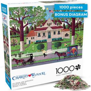 Buffalo Games Ice Cream and Hopscotch Jigsaw Puzzle – 1000 Piece Puzzle for Adults, Classic Americana Art by Charles Wysocki