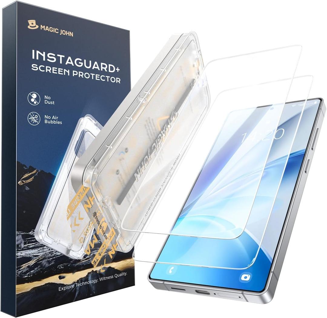 MAGIC JOHN 2PACK 3rd Gen for Samsung Galaxy S26 Plus Screen Protector, One-Pull Easy Install, Smooth Touch, Auto-Align Screen, Support Fingerprint Unlock, 9H Glass, Anti-Scratch