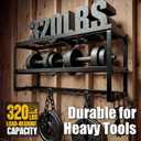 Heavy Duty Power Tool Organizer for Wall Mount Garage Storage 320 lbs Capacity, 3-Tier Iron Wire Rack with 7 Drill Slots, Shelf for Battery Charging Station Gift for Dad Handyman