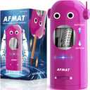 AFMAT Electric Pencil Sharpener, Robot Pencil Sharpener for Colored Pencils 7-11.5mm, Auto in & Out, Fully Automatic Rechargeable Hands-Free Pencil Sharpener for Home, Classroom, Battery Operated (Purple)