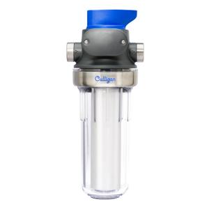 Culligan WH-S200-C Whole House Water Filter Housing  3/4" Inlet/Outlet, Standard Duty, Sediment Filtration System, Clear Housing, Pressure Relief Valve, NSF Certified