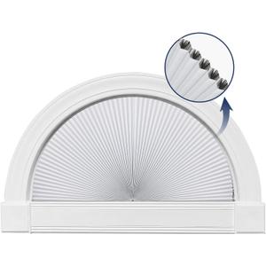 Grandekor No Drill Arch Window Shades Blackout 24" X 48" Honeycomb Blinds for Half Circle Windows Room Darkening Kitchen Nursery Living Room Bedroom White