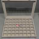 48 Grid Earring Organizer and Storage: Velvet Jewelry Tray with Lid, Jewelry Box for Studs, Earrings, Rings, Necklaces, Dresser & Vanity, Earrings Case for Girls, Women, 13"x8.6"x2.4", Beige