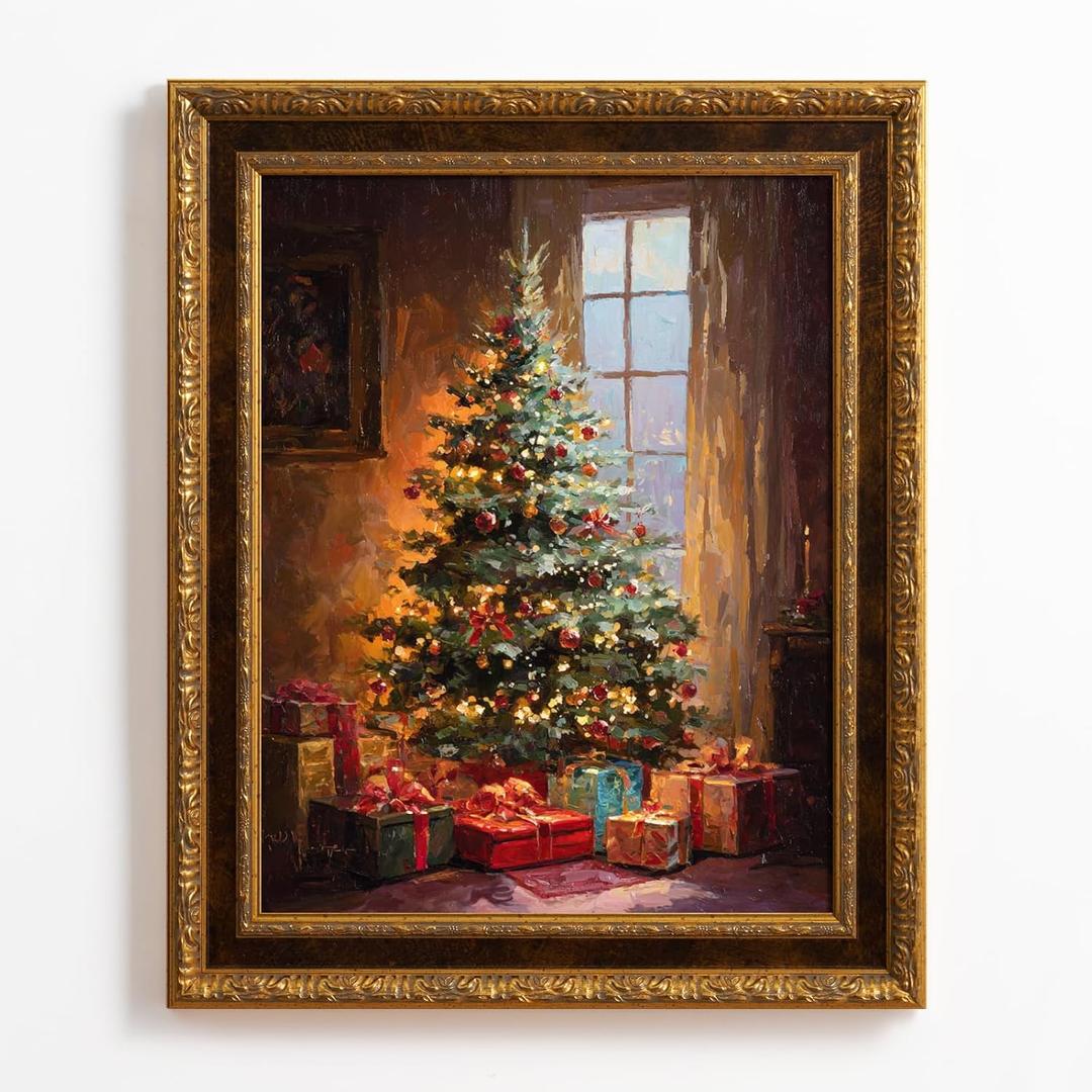 Canvas Frame for 16x20 Vintage Wall Art Prints, 2.6" DIY Plein Air Frames for French Countryside Still Life Paintings Home Office Hallway Guest Room Decor, No Cover & Backing (Brown Gold)