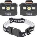 Klein Tools 80174 (2) Rechargeable LED Headlamps with Headlamp Bracket and Fabric Strap, 300 Lumen All-Day Runtime, for Klein Hard Hats, 3-Piece