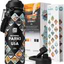 DYSANKY National Parks Water Bottle  40 oz Insulated Stainless Steel Water Jug with 63 Hand-Drawn Park Stickers, Outdoor Accessories & Gift Box  BPA-Free  Ideal for Hiking, Camping & Travel (Advanced Black)