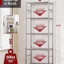 5-Tier Storage Shelves with Hooks, 18.1" x 12.4" x 56.8", Silver, 18.1W×12.4D×56.8H