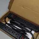 Amazon Basics 6-Outlet Surge Protector Power Strip with 200J Protection, Circuit Breaker, 2ft Extension Cord, Black, 2-Pack