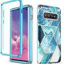 GOLINK Designed for Samsung Galaxy Series [Military Grade Shockproof] Marble Full Body Protective Phone Case (Blue, Galaxy S10), Set of 2