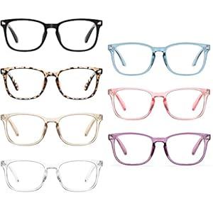 CCVOO 7 Pack Blue Light Blocking Reading Glasses, Anti Headache/ Glare/ Eye Strain Readers Computer Eyeglasses Women/ Men (7 Pack Mix, 1.0)