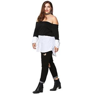 KEBY ZJ Women Shirts and Blouses Off Shoulder Tops Loose Style Plus Size Size M