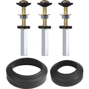 Toilet Tank to Bowl Gasket Kit with 3 Sets of 304 Stainless Steel Bolts, Includes 2-Inch & 3-Inch Toilet Seal Gaskets, Universal Repair Kit for 2-Piece Toilets, Leak Fix Kit
