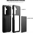 Wallet for Samsung Galaxy S25 FE Case with Card Holder Dual Layer Military Grade Protective Shockproof Hidden Card Slot Slim Fit Phone Cover - Black