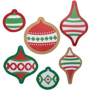 Fun Express Jumbo Glitter Christmas Ornament Cutouts - 6 Pc