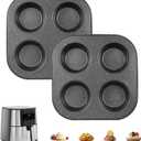 Walooza 4 Cup Muffin Pan 2 Pack, Nonstick Mini Muffin Tin for Air Fryer, 1.18In Deep Cupcake Baking Pan for Frittatas, Tarts, Brownies
