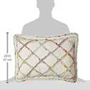 Laura Ashley - Standard Sham, 100% Cotton Bedding with Envelope Closure, Throw Pillow Cover for Bed or Couch, Oeko-Tex Certified (Ruffle Garden Cream, 20" x 26")