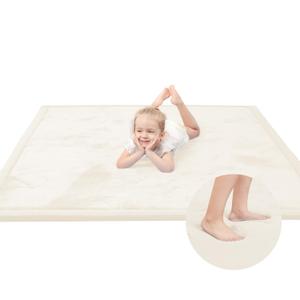 Baby Play Mat for Floor,1.3" Thick Memory foam Tummy Time Mat for Toddlers,Infants,kids,Water-Repellent Soft Nursery Rug,Extra Large Non Slip for Crawling&Yoga,Tatami Style for Living Room(Cream)