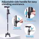 Stand Secure Cane - LED Light, Massage Grip, Stand Assist Aid & Quad Base