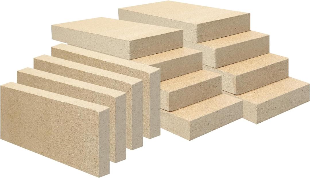 12PCS Woodstove Firebricks, Fire Bricks, Size 9" X 4-1/2" X 1-1/4", Fire Bricks for Wood Stove, Fireplaces, Brick Fireplace