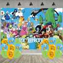 Time of Adventure Birthday Party Decoration,Adventure Party Photo Background 5 x 3 FT and 18 Pcs Balloon,Time Merch Party Backdrop Supplies
