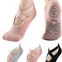 Gionforsy 3 Pairs Yoga Socks for Women Non Slip Pilates Socks Grip Socks for Barefoot Barre Ballet (Medium-Large, Black-lightgray-pink)