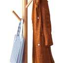 Coat Rack Freestanding, Coat Stands Entryway, Bamboo Coat Rack Hat Hanger 8 Hook for Jacket, Purse, Scarf Rack, Umbrella Tree Stand (Natural)
