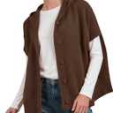 Xiaoxuemeng Womens Cardigan Sweaters Lightweight Knitted Hood Sweater Button Down Coat(Coffee-M)