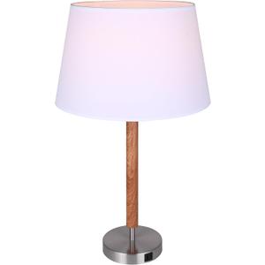 Canarm Maly 1 Light Table Lamp with Brushed Nickel and Faux Wood Finish and White Shade
