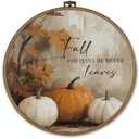 dvhdajed Fall Pumpkin Round Wall Art Decor, Vintage Fall Pumpkin Decor, Pumpkins Framed Canvas Art, Vintage Halloween Thanksgiving Wall Hanging Decorative for Living Room Gallery Bedroom, 10x10In