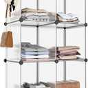 HOMIDEC 6-Cube Storage Organizer, Closet Organizer Storage Shelf Bookcase Bookshelf with Metal Hammer, Storage Cubes Organizer Cabinet for Kids, Closet, Bedroom, Bathroom, (11.8x11.8x11.8 inch) (Transparent)