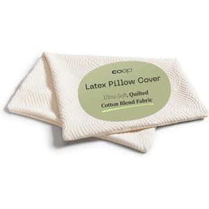 Coop Home Goods Latex Pillow Cover Queen, Ultra-Soft, Breathable Cotton-Blend Pillowcase with Zipper, Machine Washable, Eco-Friendly, Quilted Cover for Adjustable Pillows (Standard)