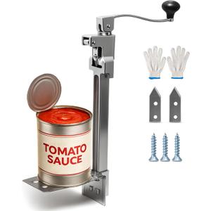 Commercial Can Opener Heavy Duty, Manual Tabletop Can Opener with 2 Blades and Plated Steel Base, Industrial Cans Opener Fits Big 10 Cans Up to 11" Tall for Restaurants/Hotels/Bars, 18.5 in