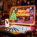 LED Note Board with Colors-Light Up Acrylic Dry Erase Board with 6 Modes & 8 Colors,13.7"X10" Include 7 Markers, Hanging Chain, Battery Case, Led Writing Board with Battery Pack for Home/Office/Decor