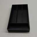 Small Silverware Organizer, Bamboo Kitchen Drawer Organizer, Utensil Holder, Cutlery Tray & Spoon Flatware Storage with Grooved Drawer Dividers (Black) (Small 12x6.7 Inch)