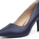 IDIFU IN3 High Heels Pumps Closed Toe Heels Women's Pumps Stiletto Pointed Toe Dress Shoes Wedding Prom Bridal Work Office Bride Bridesmaid Guest Trendy Dressy Fashion Comfortable Classic Pumps Shoes (9.5, Navy Blue Pu)