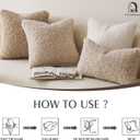 Foindtower 2 Pieces 22x22 Inch Neutral Cream, Faux Fur Throw Pillow Cover Accent Sherpa Pillow Fuzzy Soft Pillowcases Sheepskin Decorative Fleece Cushion Case for Bed Couch Living Room