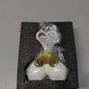 XMGZQ White Gold Elephant Gifts for Women, Small Ceramic Elephant Figurines with Trunk Up, Wedding for Couples Statue, Knick Knacks for Shelves, Show Pieces for Home Decor Living Room