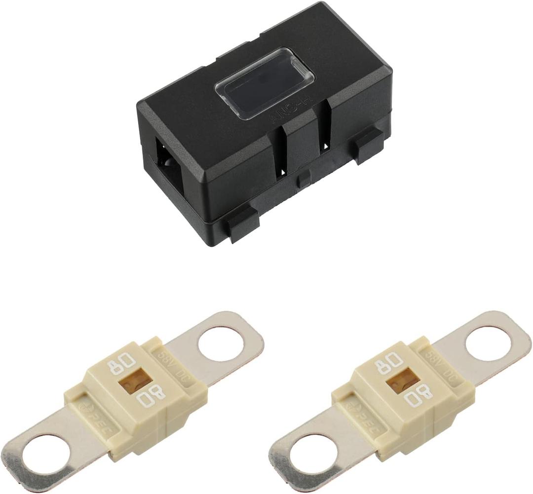 Midi Fuse Holder and 2 Pieces 80A Midi high Current Fuse Screw Fuse for Cars, Trucks, Vehicles(80 Amp)