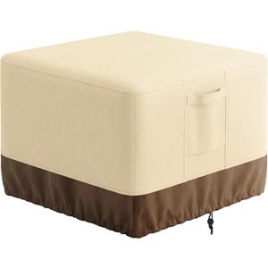 Vailge Fire Pit Cover Square,100% Waterproof Square Gas Firepit Table Cover,Outdoor Heavy Duty Lawn Patio Furniture Covers with Air Vent and Handle,44"L x 44"W x 24"H,Beige & Brown