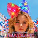 Asooll Light Up 4th of July Headband Red White Blue Bow Star Patriotic Hair Accessories for Women