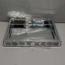 Crush Diamond Mirror Perfume Tray, Silver Glass Mirror Trays for Vanity, Table Trays Decorative, Moon Phase Pattern Vanity Trays for Bedroom Dresser Bathroom(15x11x2)