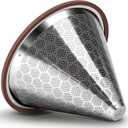 Reusable Stainless Steel Pour Over Coffee Filter Compatible with Chemex 6/8/10 Cup, Hario V60 & Bodum Coffee Makers, Double Layer Permanent Cone Dripper, Paperless Coffee Brewing Filter (Silver)